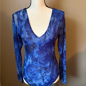 Socialite Deep Blue Sheer Bodysuit